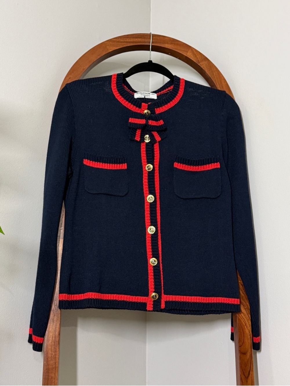 La Passion de Maggy MEDIUM Palma De Mallorca Navy Blue Nautical Cardigan Sweater